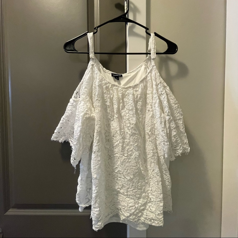 Cold shoulder lace top
